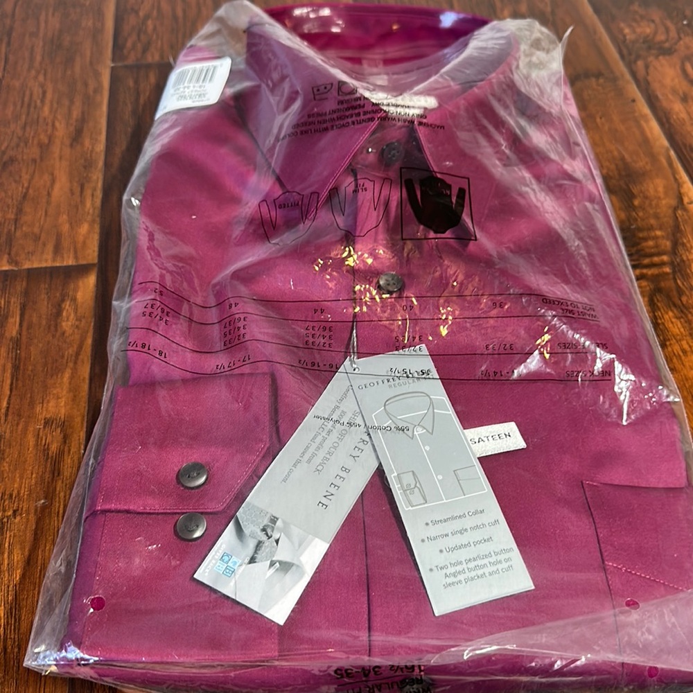 Geoffrey Beene regular fit men’s long sleeve “forest berry” sateen